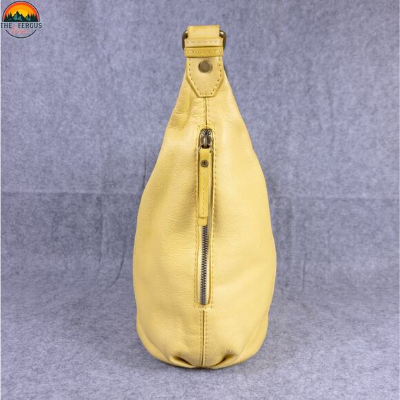 American Leather Co Hobo Bag Yellow Inner Outer Pockets Cottagecore Hippie - Picture 5 of 16